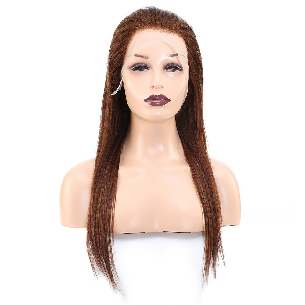 Düz Front Lace Gerçek Tül Peruk - Açık Kahve
