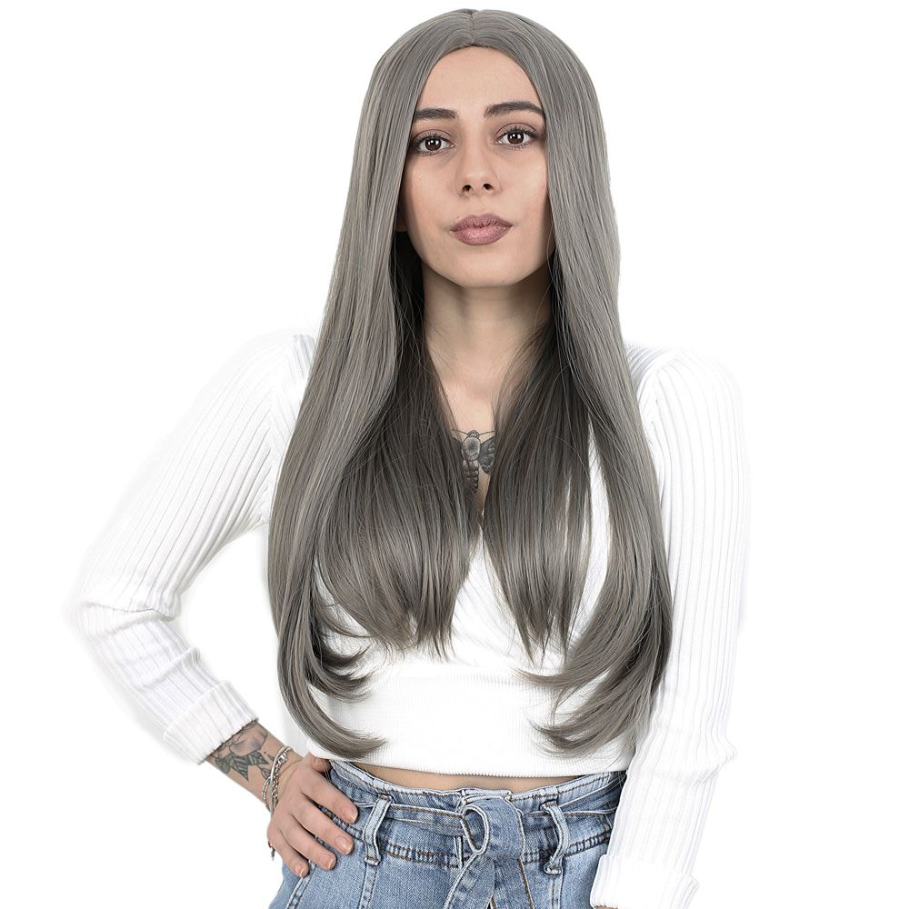 Fiber Sentetik Uzun Düz Peruk