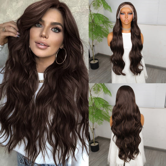 Koyu Kumral Fiber Sentetik Tül Peruk