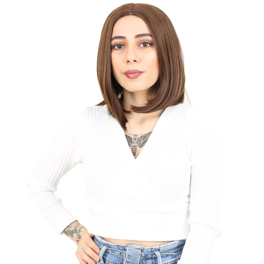 Fiber Sentetik Peruk Perçemsiz Kısa Düz
