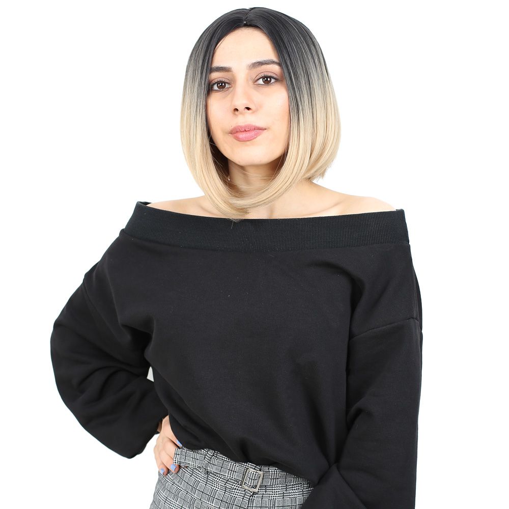 Kahkülsüz Düz Kısa Fiber Sentetik Peruk