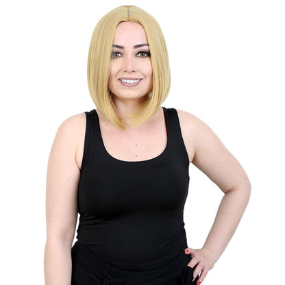 Kahkülsüz Düz Kısa Fiber Sentetik Peruk