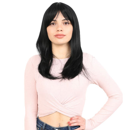 Düz Perçemli Orta Boy Fiber Sentetik Peruk