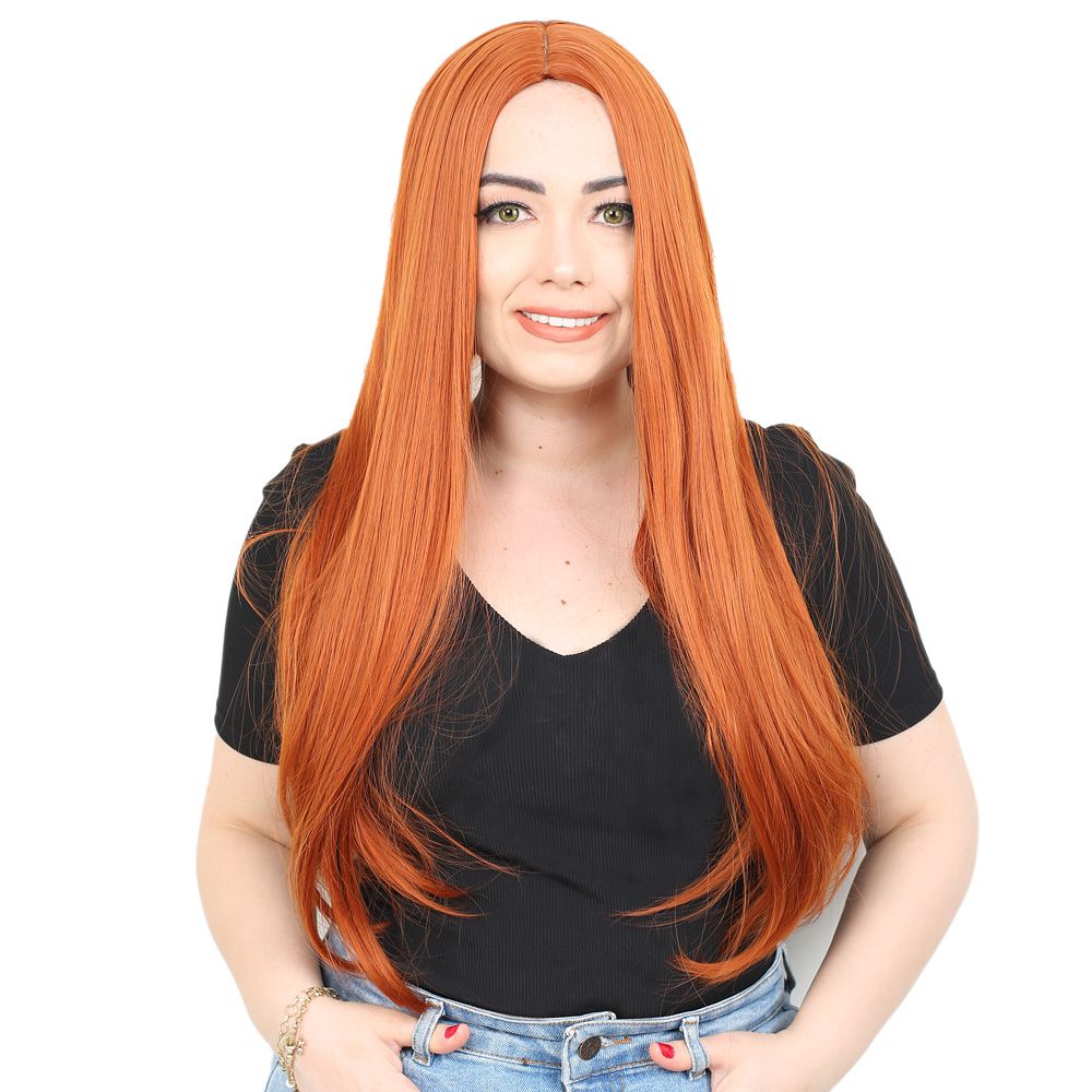 Fiber Sentetik Uzun Düz Peruk