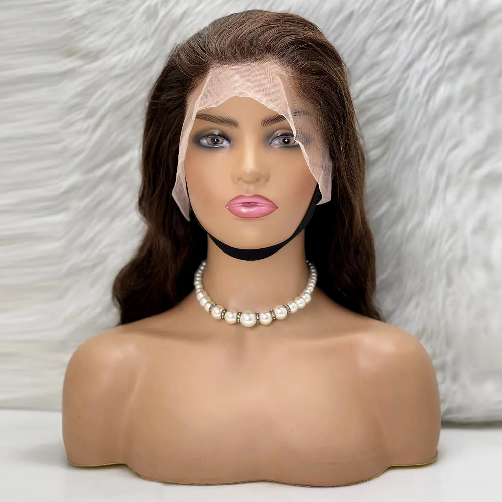 Dalgalı Front Lace Gerçek Tül Peruk - Koyu Kahve
