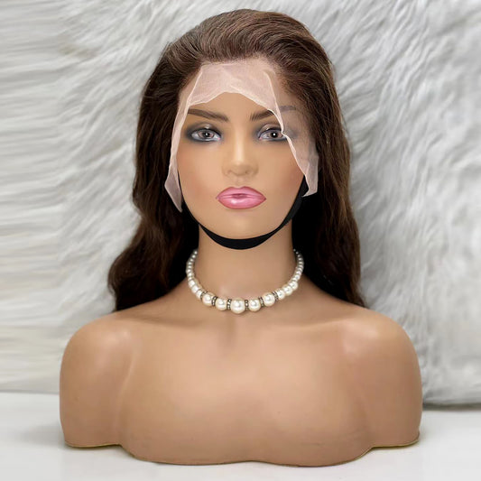 Dalgalı Front Lace Gerçek Tül Peruk - Koyu Kahve