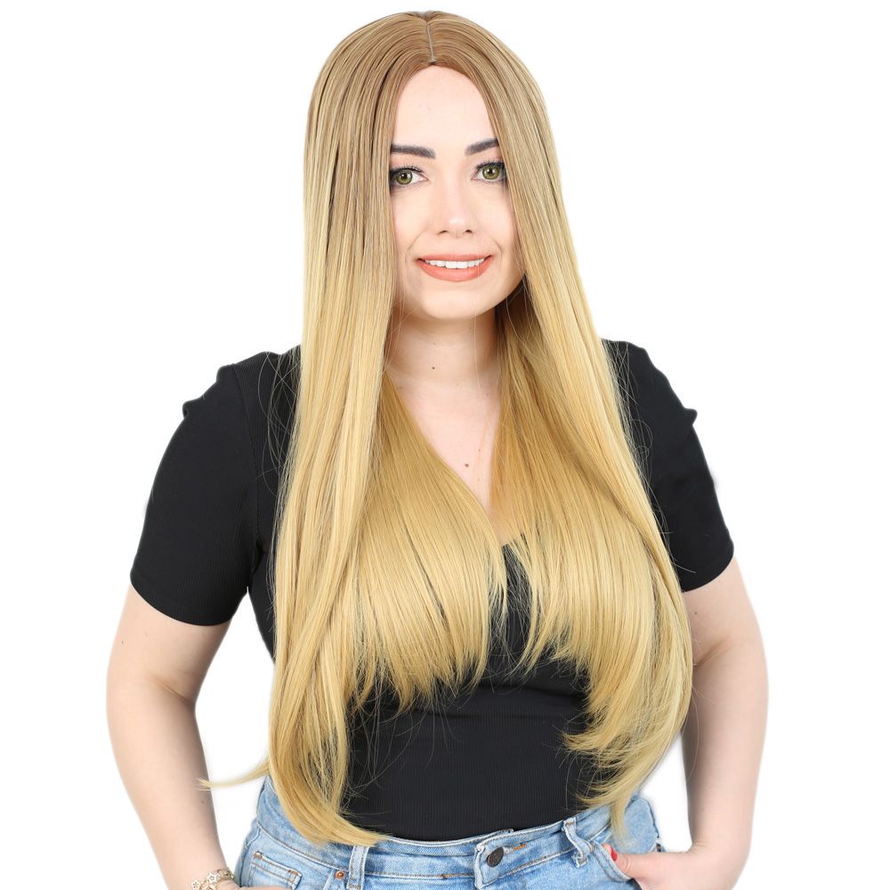 Fiber Sentetik Uzun Düz Peruk