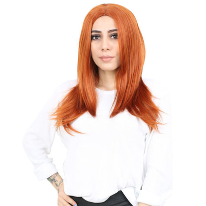 Kahkülsüz Fiber Sentetik Orta Boy Düz Peruk