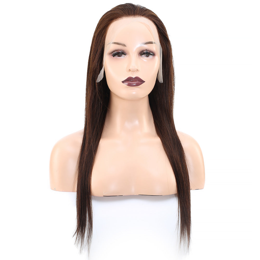 Düz Front Lace Gerçek Tül Peruk - Koyu Kahve