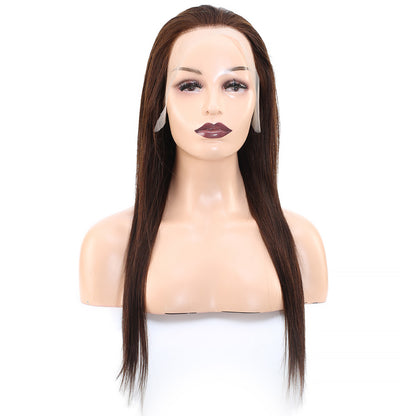 Düz Front Lace Gerçek Tül Peruk - Koyu Kahve