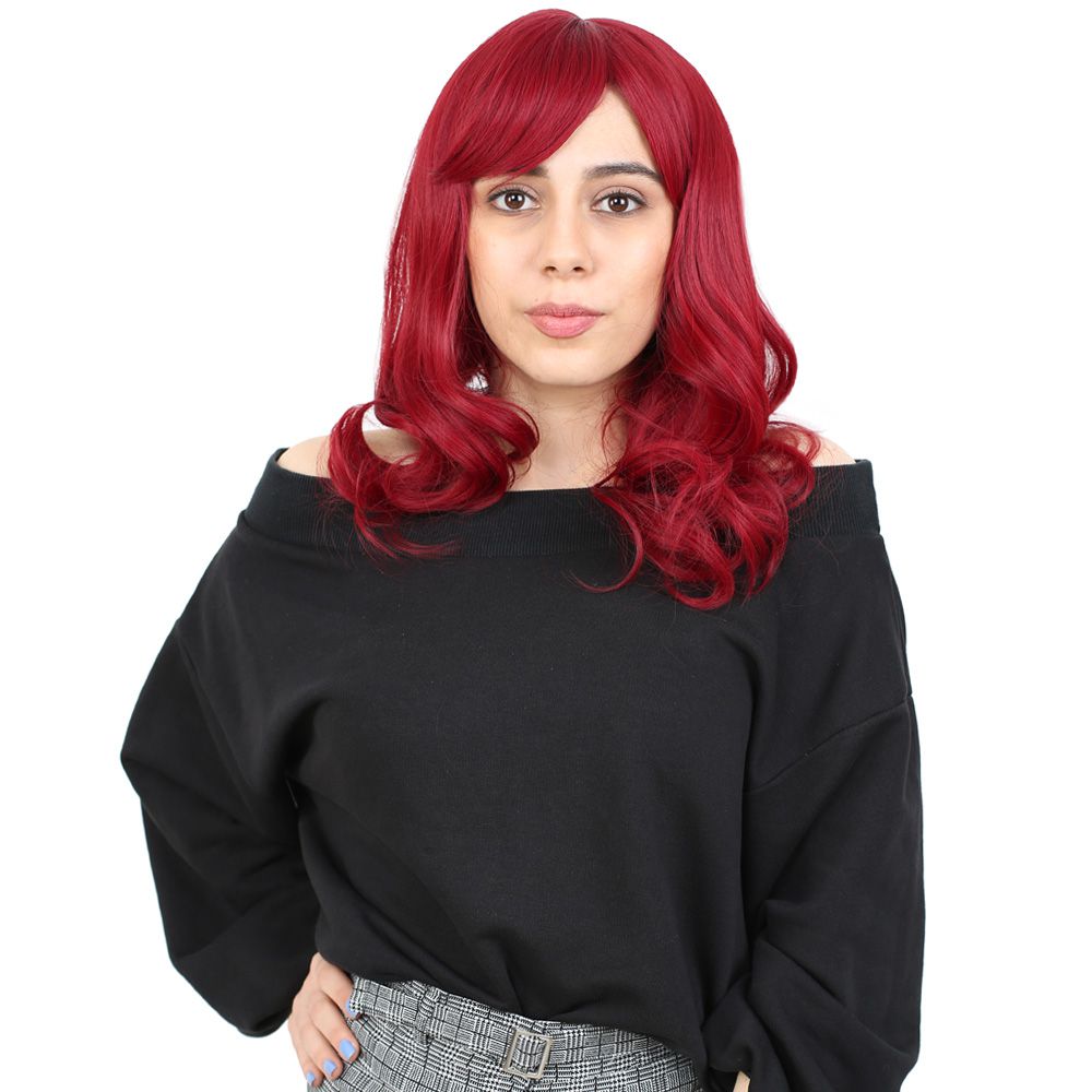 Dalgalı Perçemli Orta Boy Fiber Sentetik Peruk