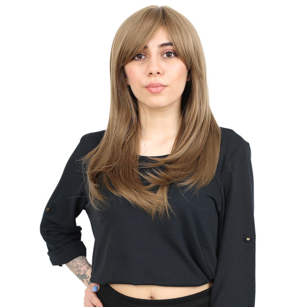 Düz Perçemli Orta Boy Fiber Sentetik Peruk