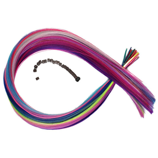 20 Adet Karışık Renkli Fiber Sentetik Kaynaklık Saç 50cm + Takım Aparatı ve Boncuğu