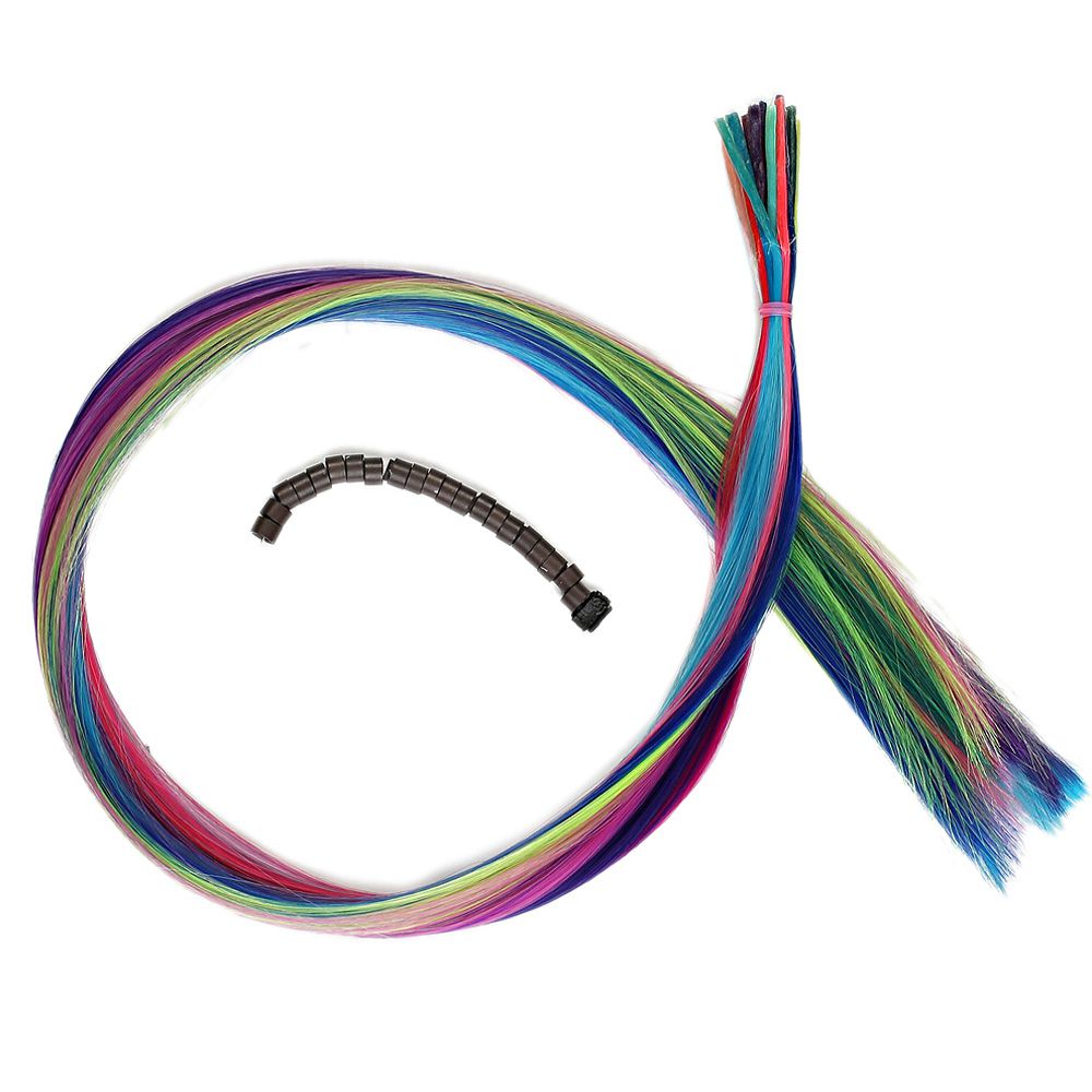 20 Adet Karışık Renkli Fiber Sentetik Kaynaklık Saç 50cm + Takım Aparatı ve Boncuğu