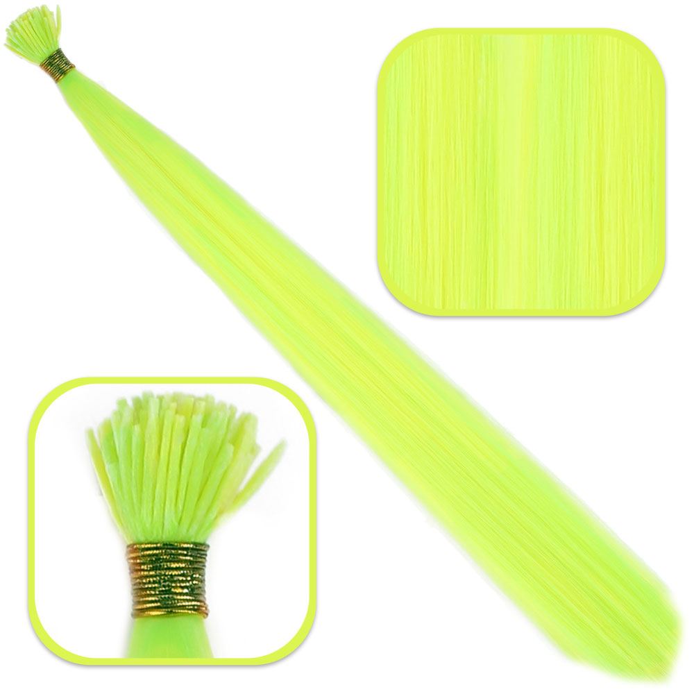 Fiber Sentetik Boncuk Kaynaklık Renkli Saç - Neon Sarı