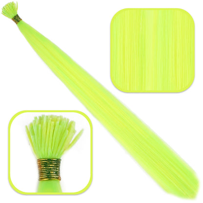 Fiber Sentetik Boncuk Kaynaklık Renkli Saç - Neon Sarı
