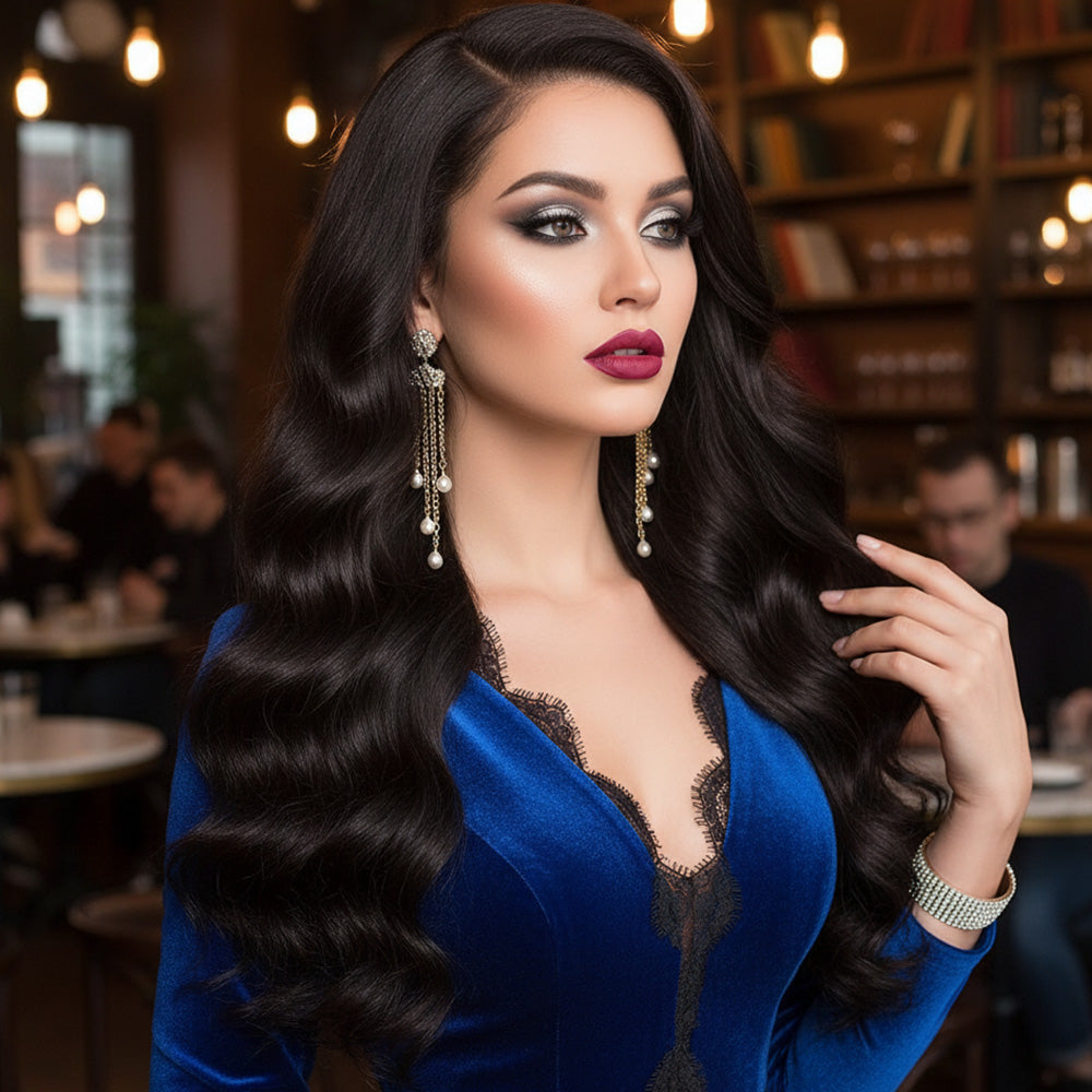 Gerçek Front Lace Tül Peruk - Dalgalı