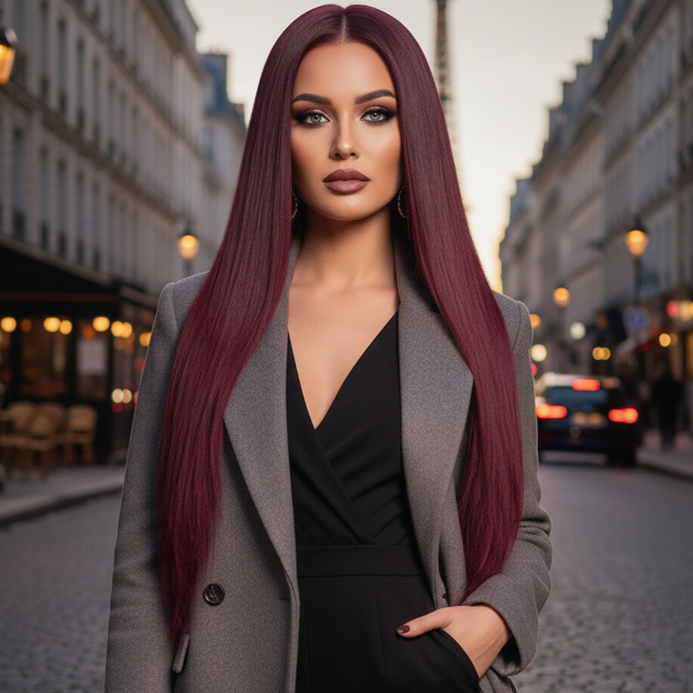 Gerçek Front Lace Tül Peruk - Düz