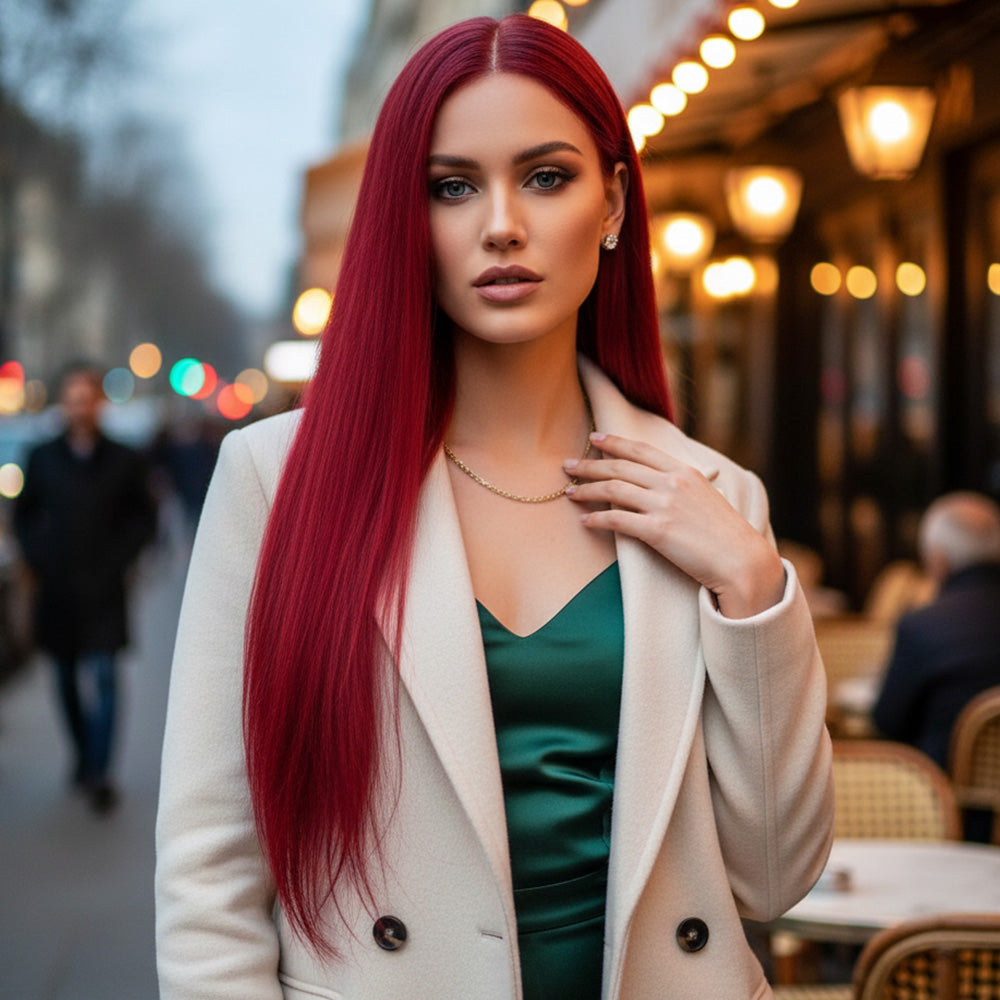Gerçek Front Lace Tül Peruk - Düz