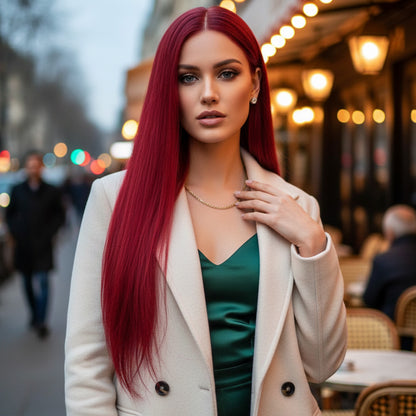 Gerçek Front Lace Tül Peruk - Düz