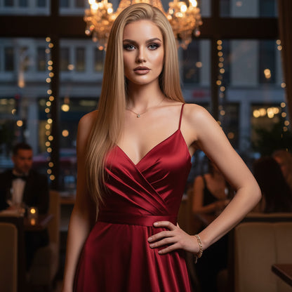 Düz Front Lace Gerçek Tül Peruk - Sıcak Karamel