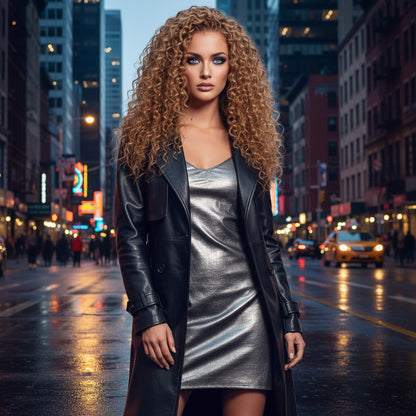 Afro Dalga Front Lace Gerçek Tül Peruk - Sıcak Karamel