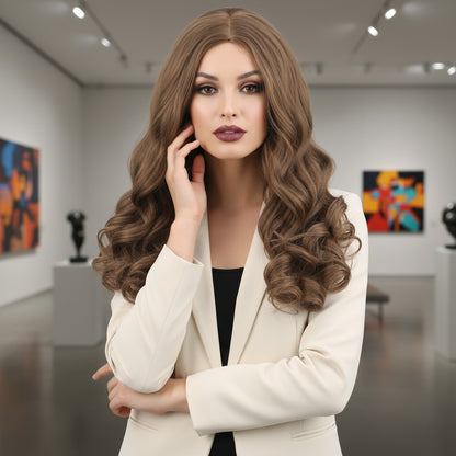 Dalgalı Perçemsiz Uzun Fiber Sentetik Peruk