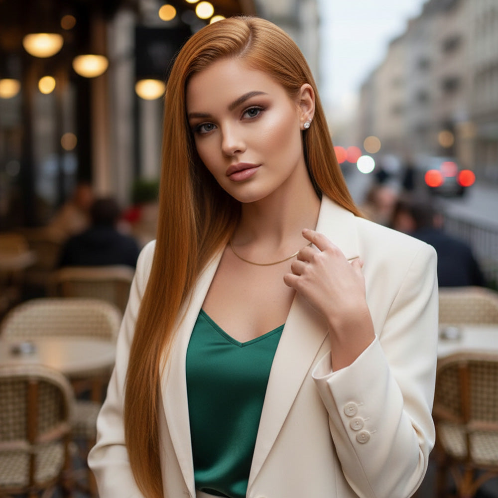 Gerçek Front Lace Tül Peruk - Düz