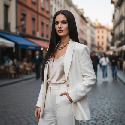 Düz Front Lace Gerçek Tül Peruk - Doğal