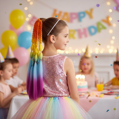 Balon ve Düz Salaş Örgülü Lastikli At Kuyruğu