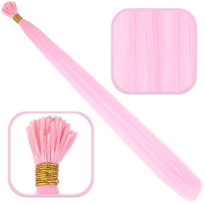 Fiber Sentetik Boncuk Kaynaklık Renkli Saç - Şeker Pembe