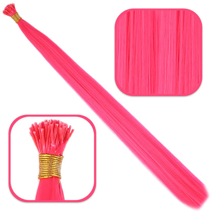 Fiber Sentetik Boncuk Kaynaklık Renkli Saç - Koyu Pembe