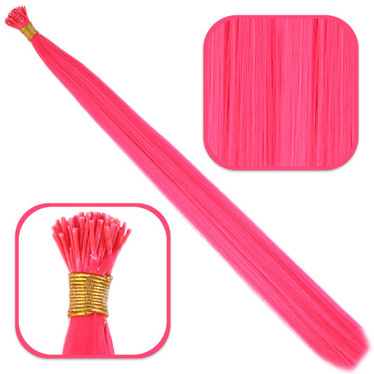 Fiber Sentetik Boncuk Kaynaklık Renkli Saç - Koyu Pembe