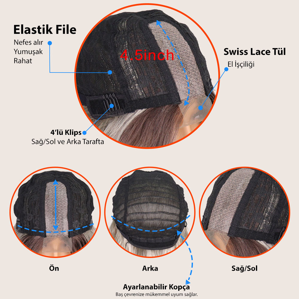 Afro Dalga Siyah Orta Boy Tül Peruk